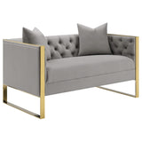 Conjunto de sofá capitoné Eastbrook de 2 piezas con tapizado de terciopelo gris