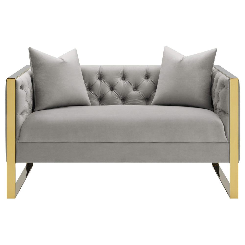Conjunto de sofá capitoné Eastbrook de 2 piezas con tapizado de terciopelo gris