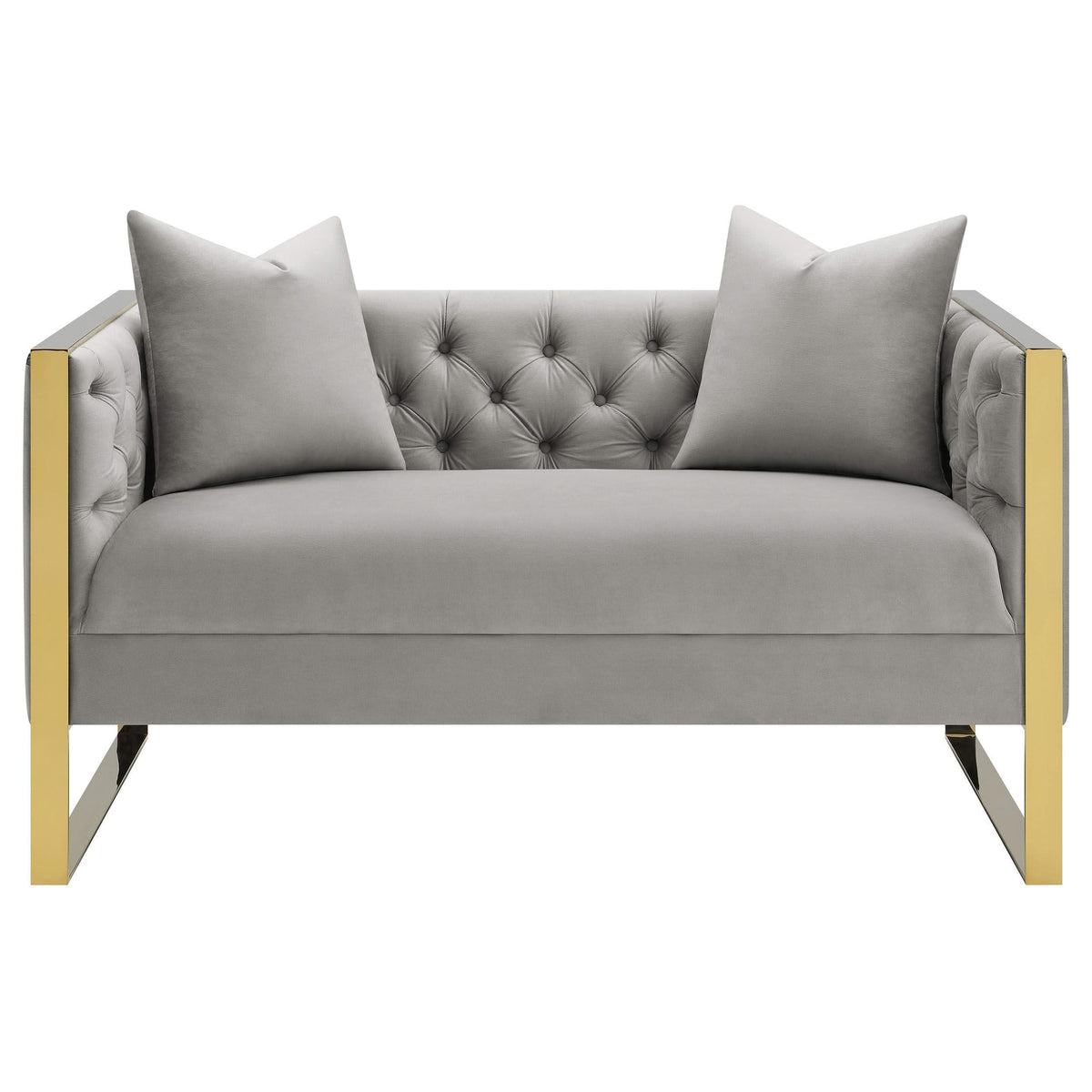 Conjunto de sofá capitoné Eastbrook de 2 piezas con tapizado de terciopelo gris