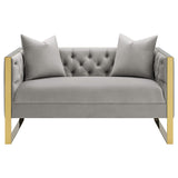 Conjunto de sofá capitoné Eastbrook de 2 piezas con tapizado de terciopelo gris