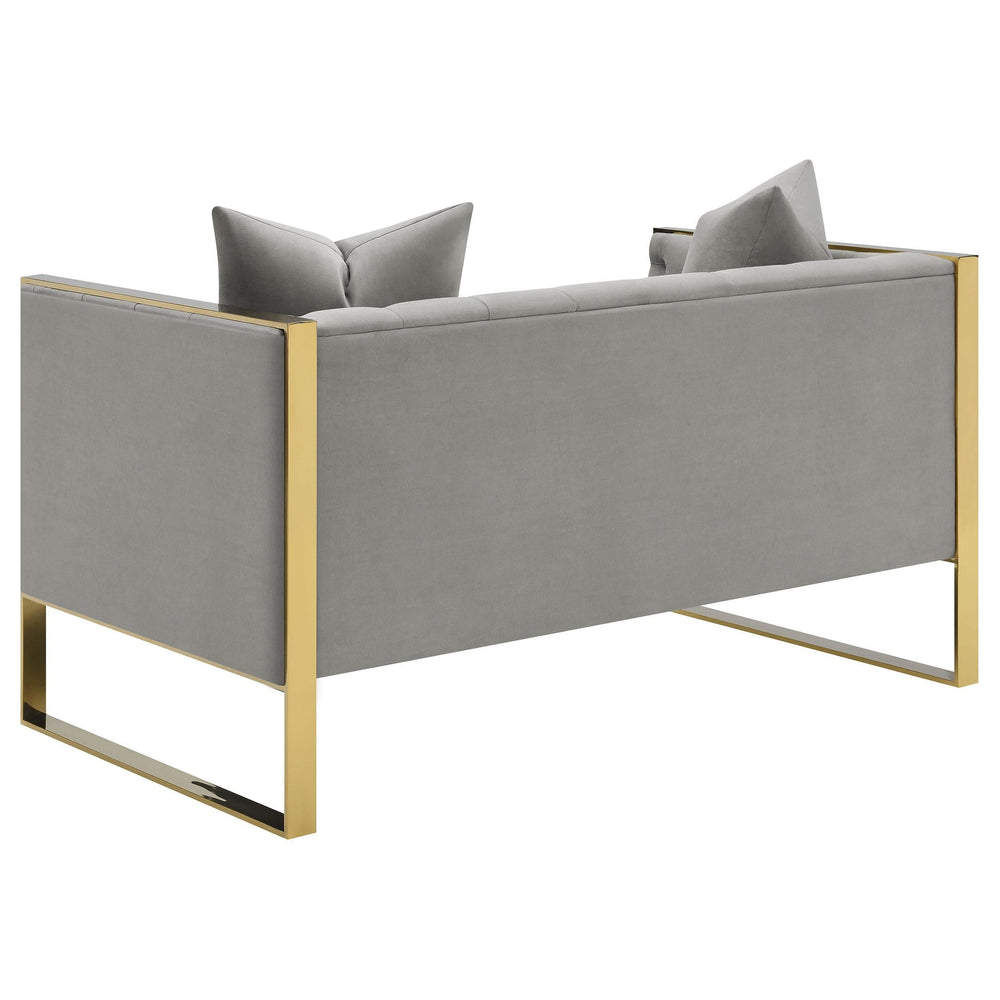Conjunto de sofá capitoné Eastbrook de 2 piezas con tapizado de terciopelo gris