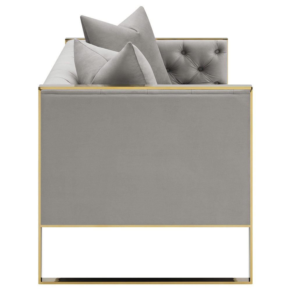 Conjunto de sofá capitoné Eastbrook de 2 piezas con tapizado de terciopelo gris