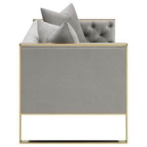 Conjunto de sofá capitoné Eastbrook de 2 piezas con tapizado de terciopelo gris