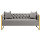 Eastbrook Velvet Upholstered Tufted Sofa Grey