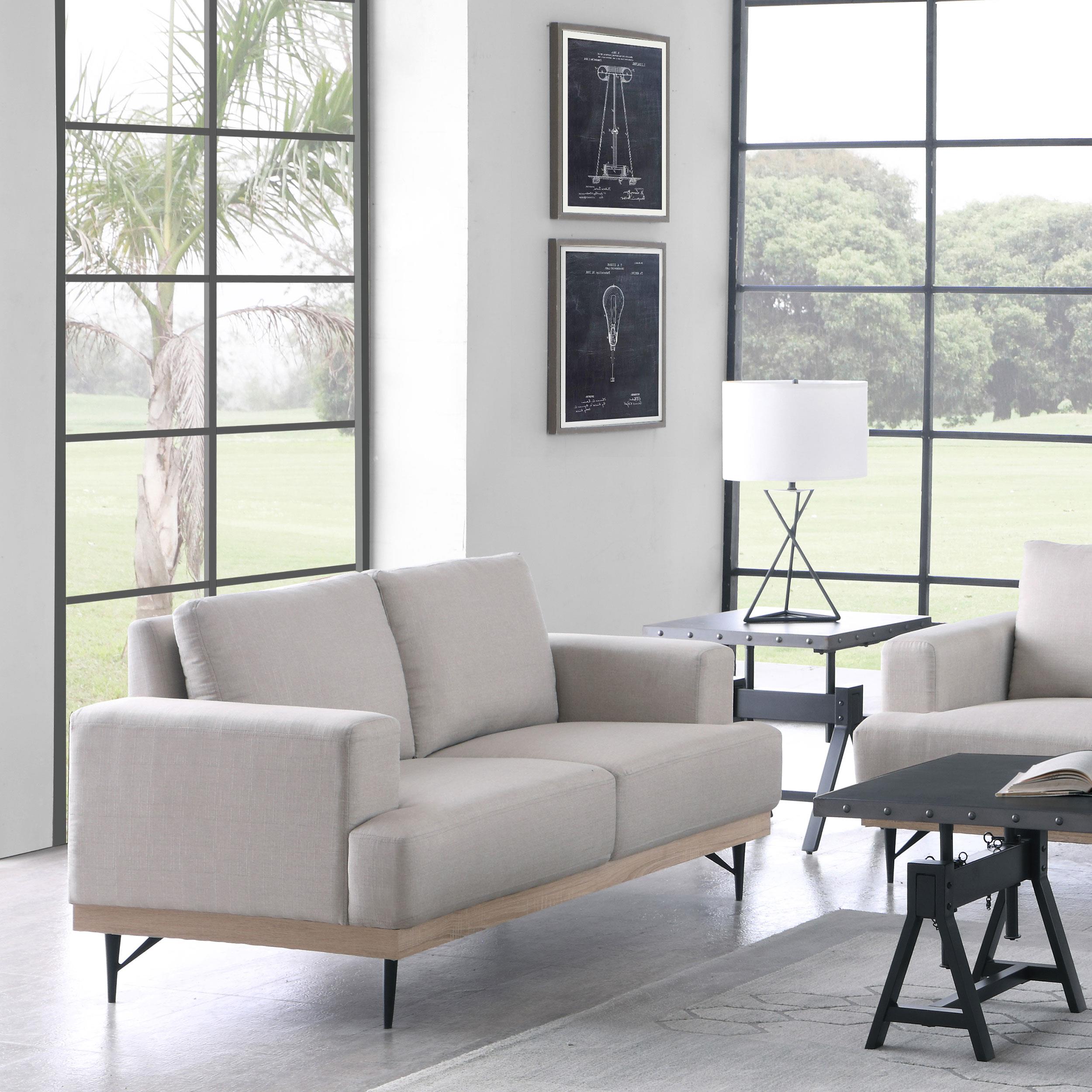 Kester Upholstered Track Arm Loveseat Beige