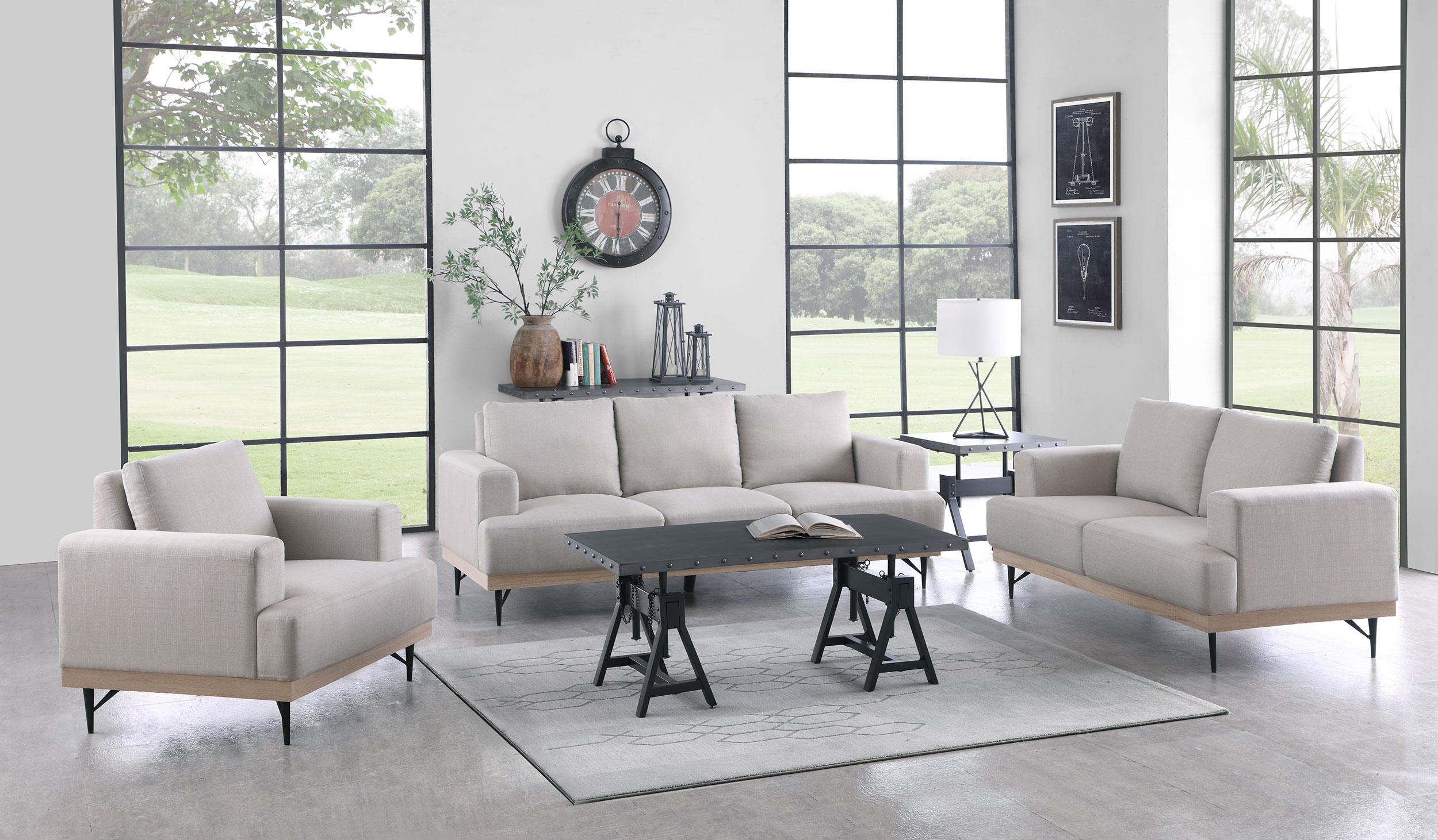 Kester Upholstered Track Arm Loveseat Beige