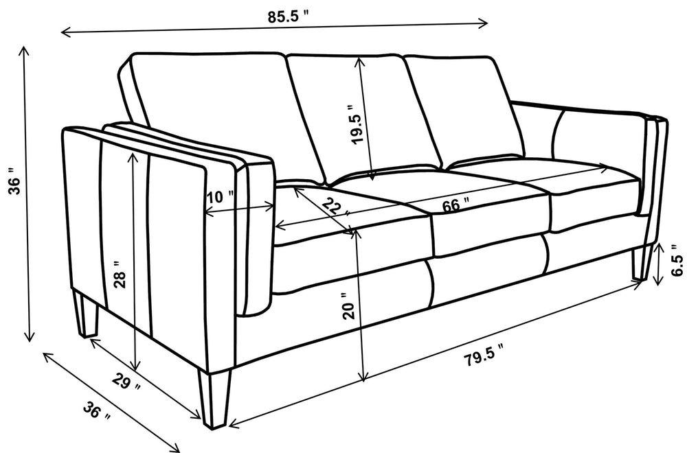 Locke Upholstered Track Arms Sofa Vintage Brown