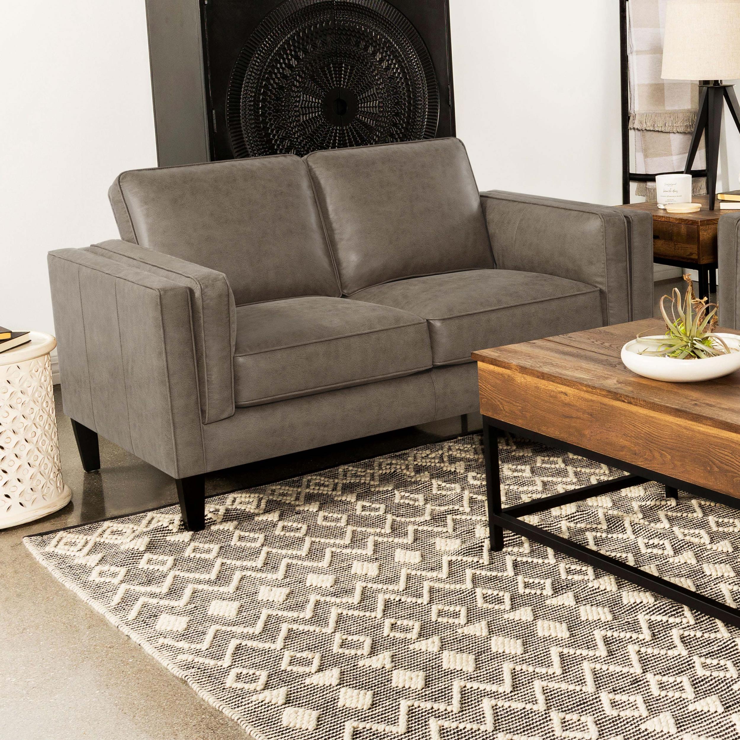 Locke Upholstered Track Arm Loveseat Vintage Brown