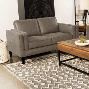 Loveseat tapizado con brazos de riel Locke, marrón vintage