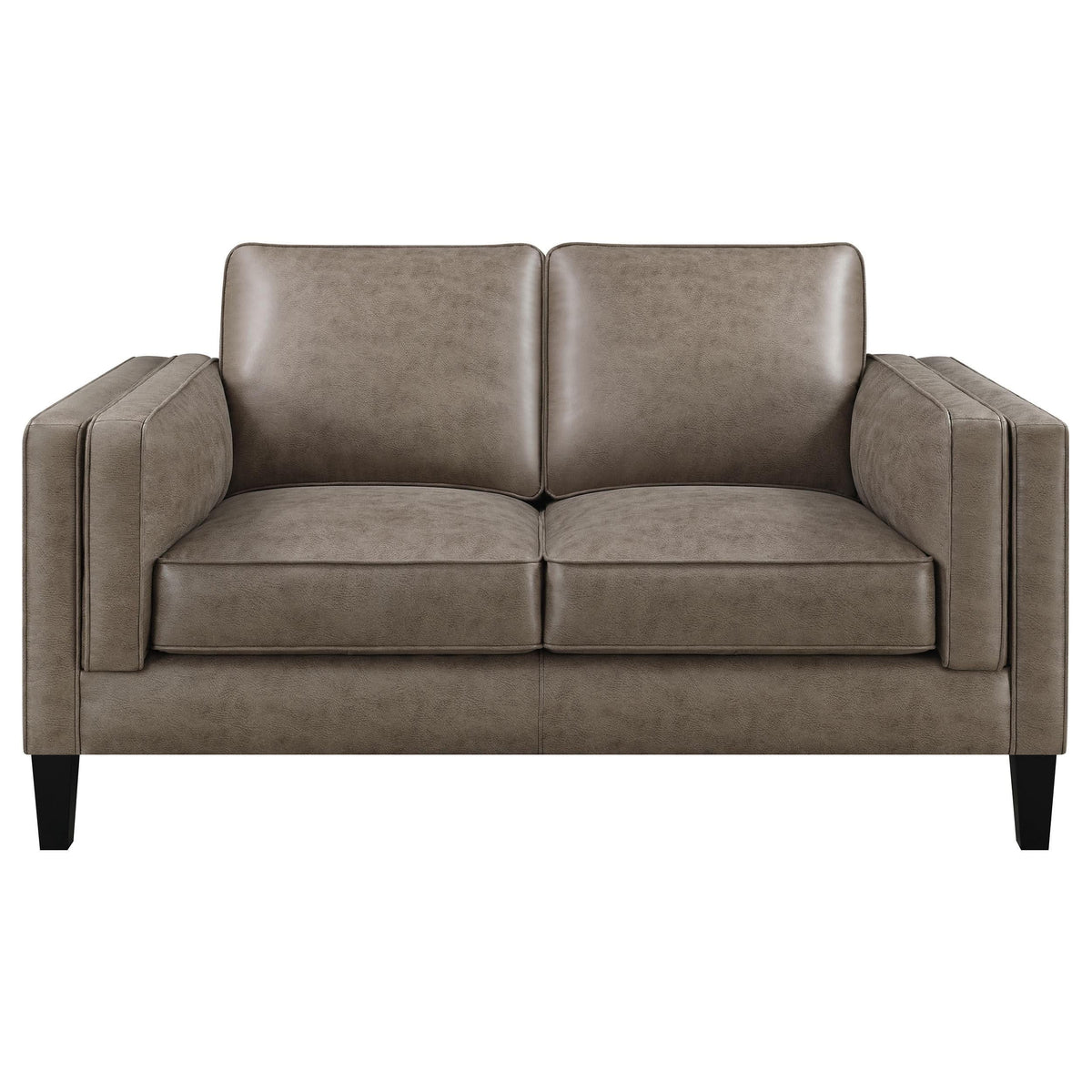 Loveseat tapizado con brazos de riel Locke, marrón vintage