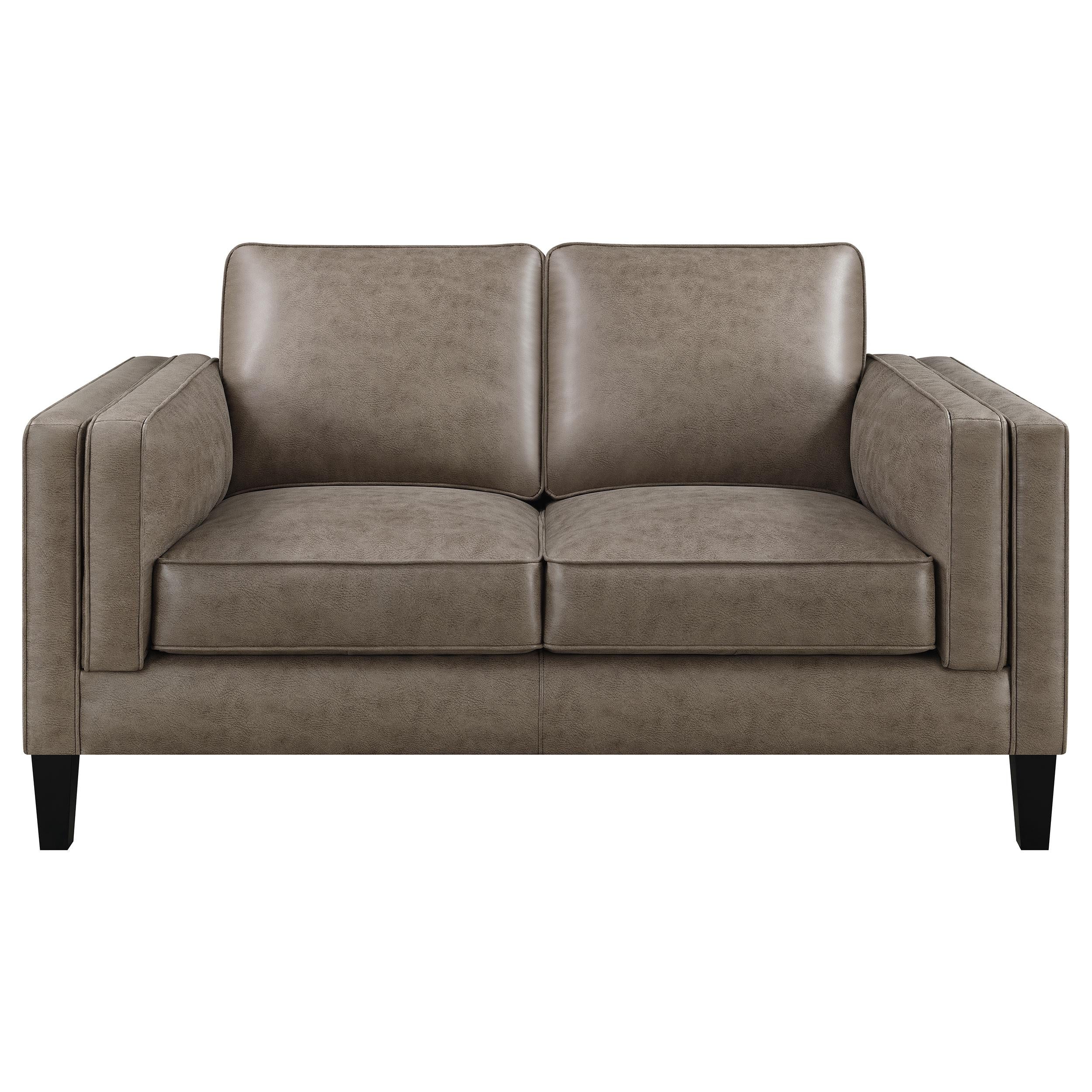 Locke Upholstered Track Arm Loveseat Vintage Brown