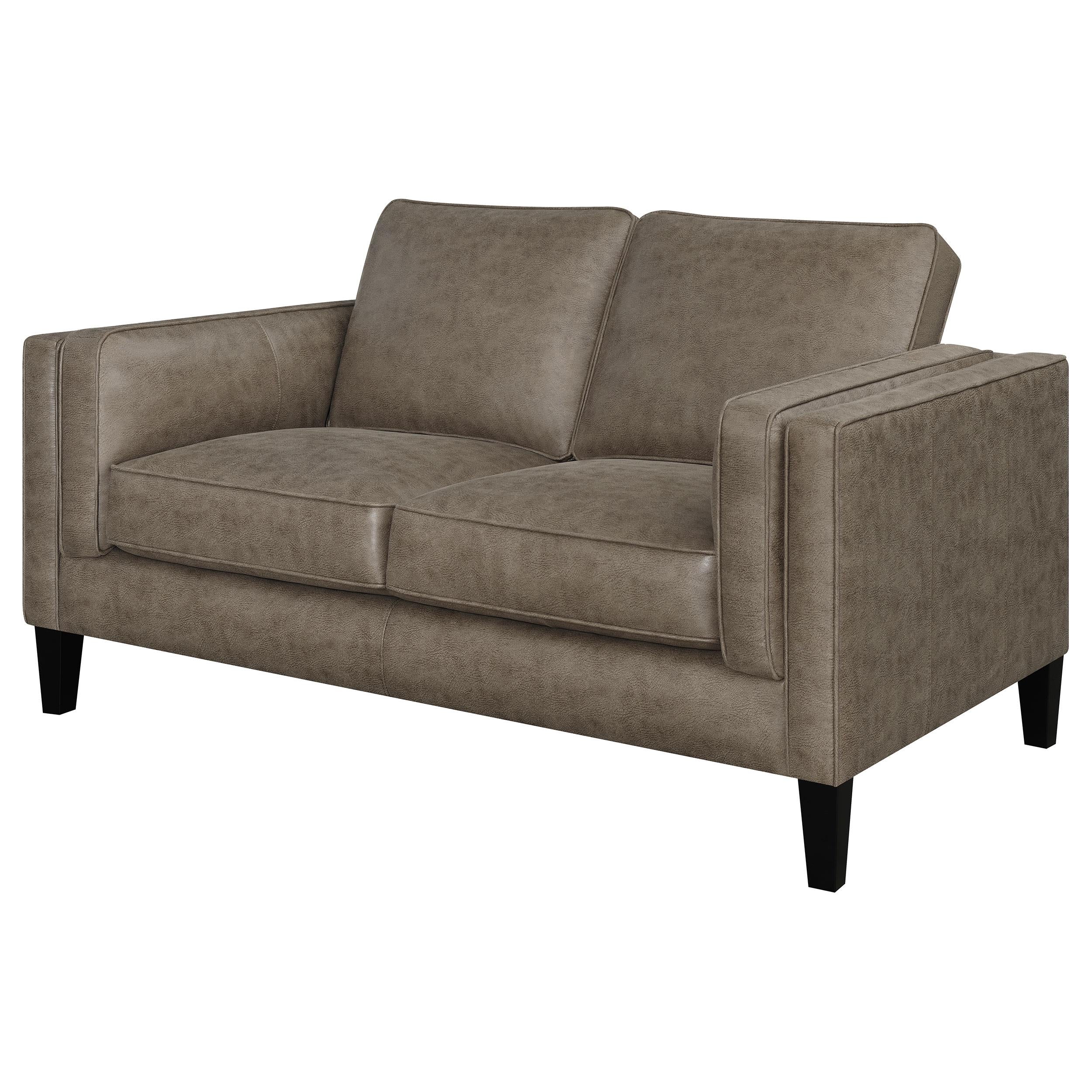 Locke Upholstered Track Arm Loveseat Vintage Brown