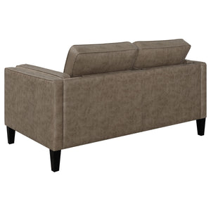 Loveseat tapizado con brazos de riel Locke, marrón vintage