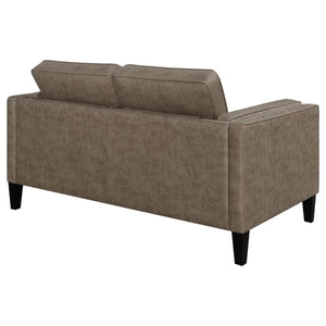 Loveseat tapizado con brazos de riel Locke, marrón vintage
