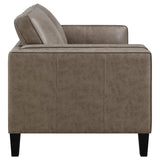 Loveseat tapizado con brazos de riel Locke, marrón vintage