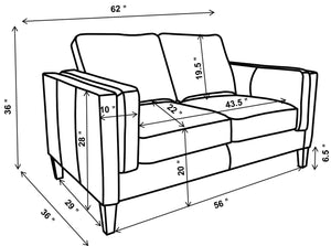 Loveseat tapizado con brazos de riel Locke, marrón vintage