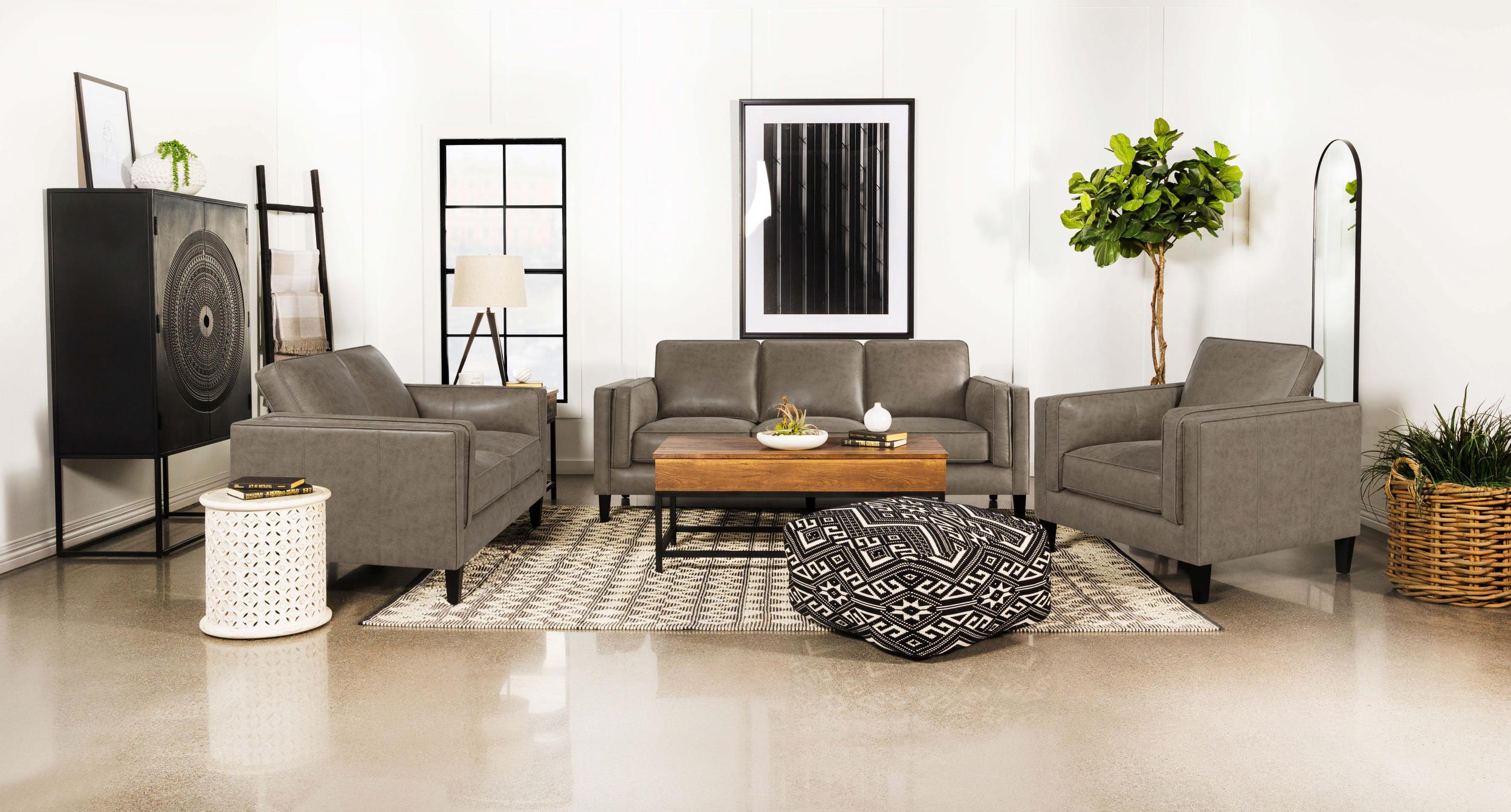 Locke Upholstered Track Arm Loveseat Vintage Brown