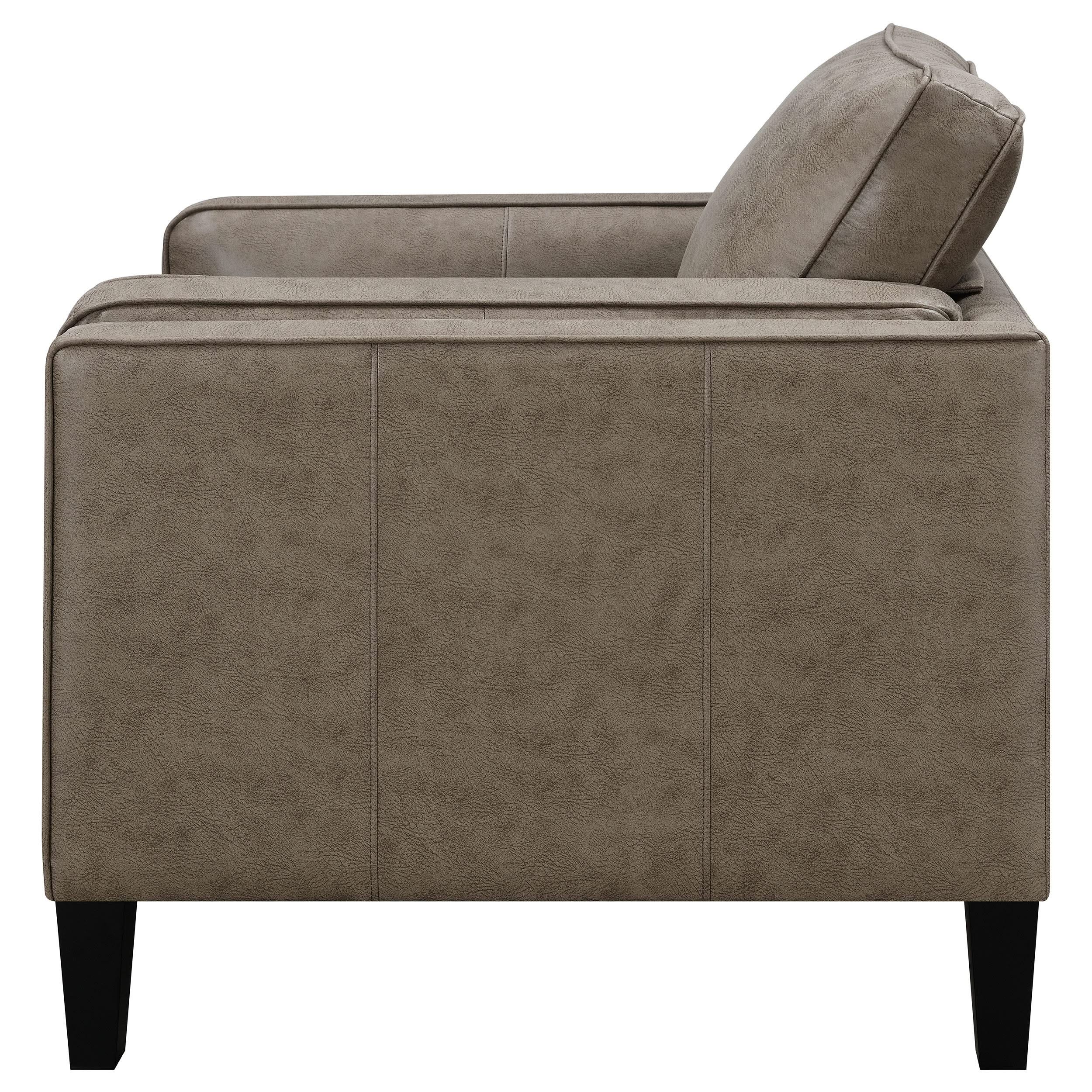 Silla Locke tapizada con brazos en riel, color marrón vintage