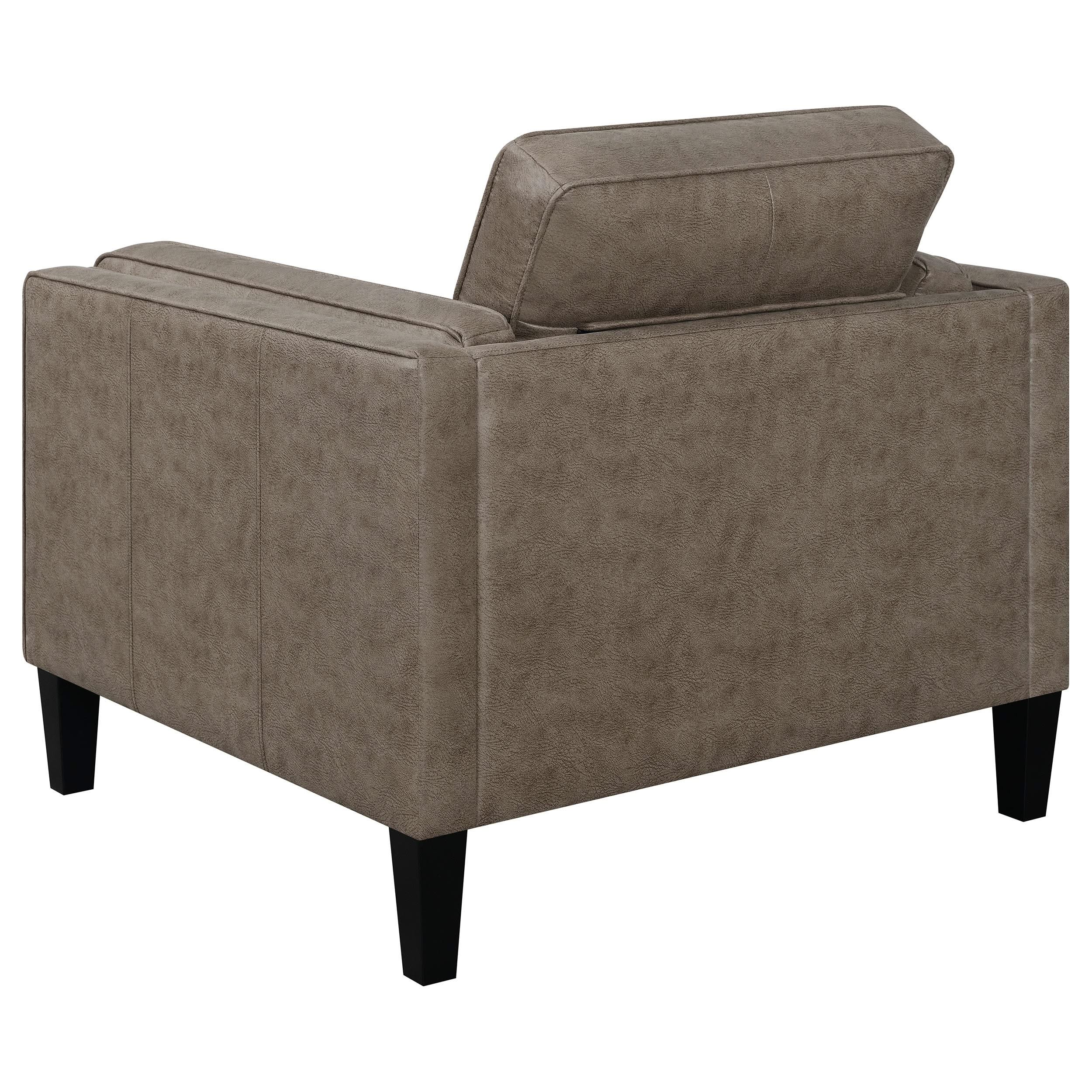 Silla Locke tapizada con brazos en riel, color marrón vintage