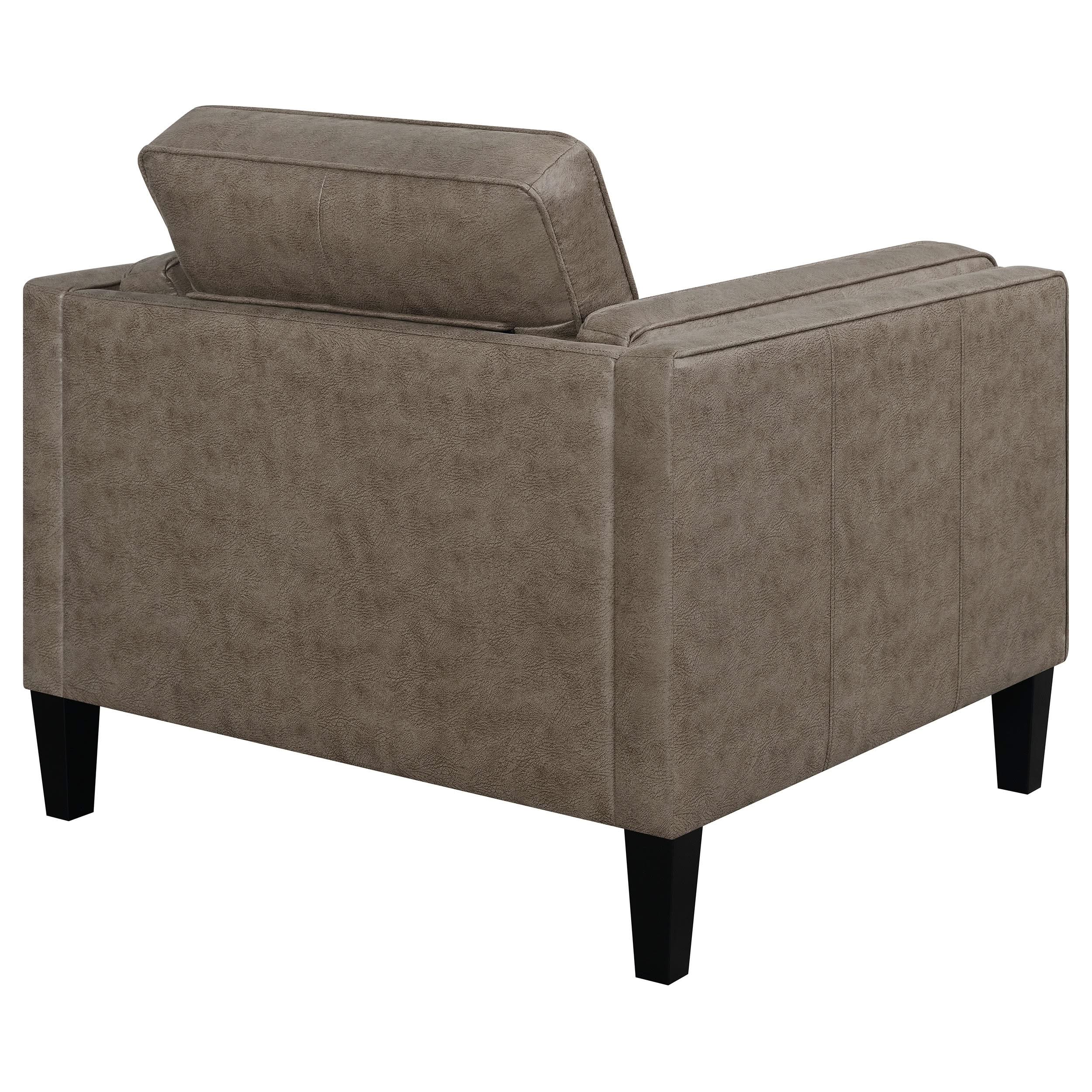 Silla Locke tapizada con brazos en riel, color marrón vintage