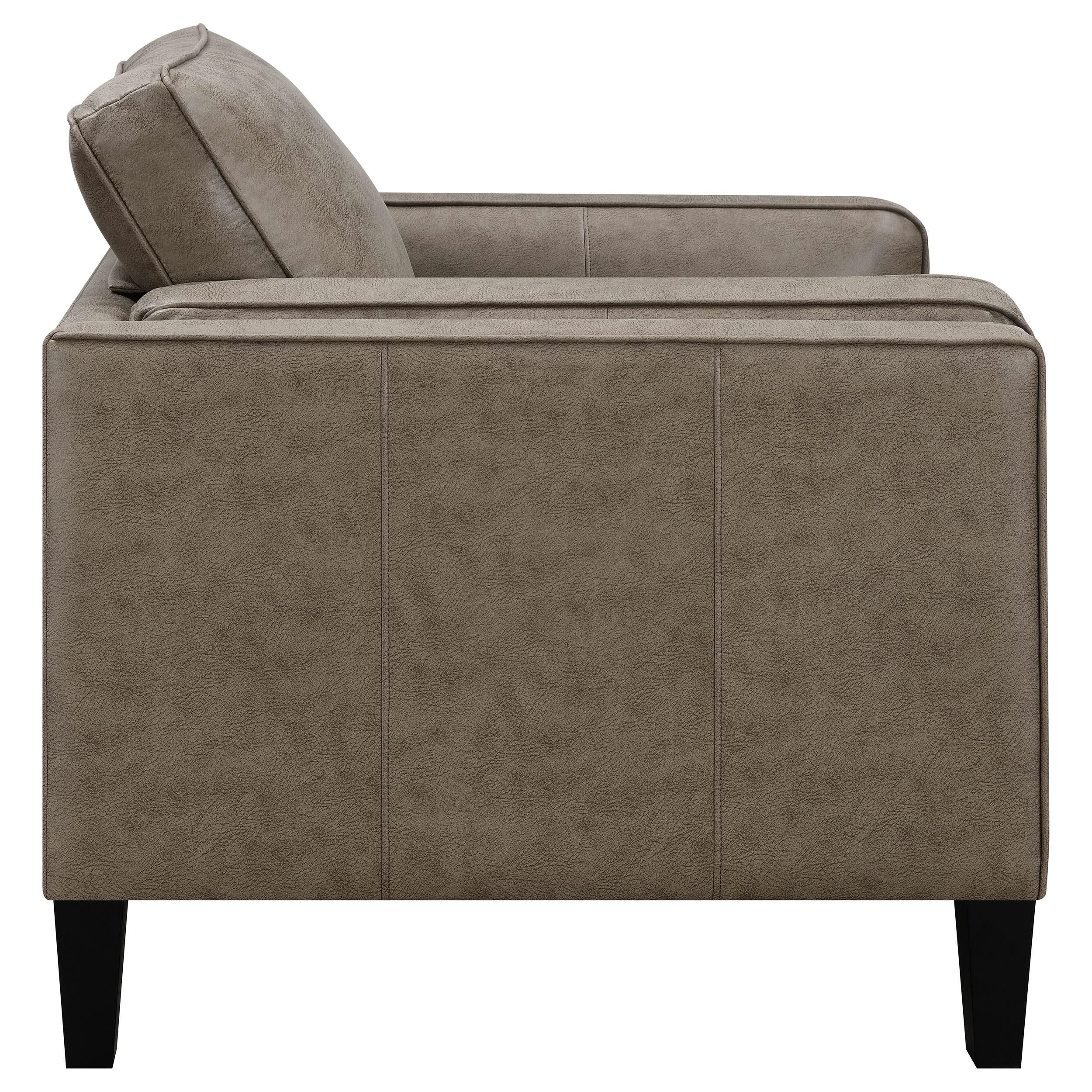 Silla Locke tapizada con brazos en riel, color marrón vintage