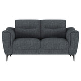 Loveseat Nolan con brazos inclinados y tapizado en color carbón