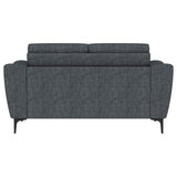 Loveseat Nolan con brazos inclinados y tapizado en color carbón