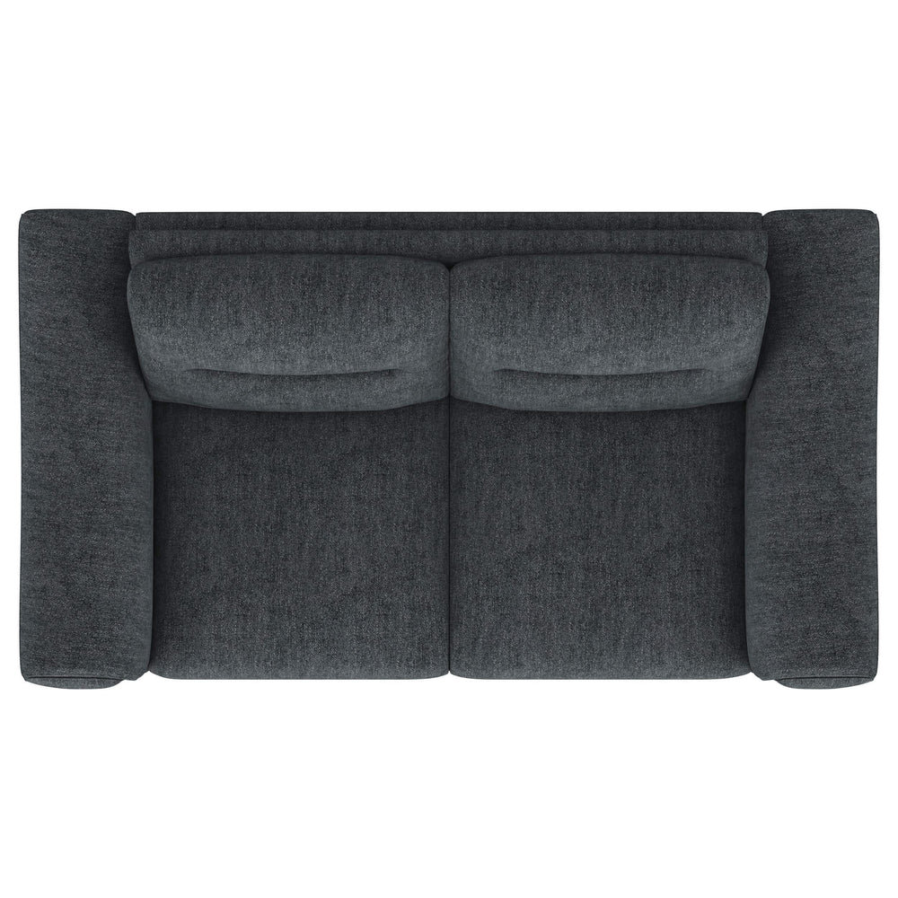 Loveseat Nolan con brazos inclinados y tapizado en color carbón