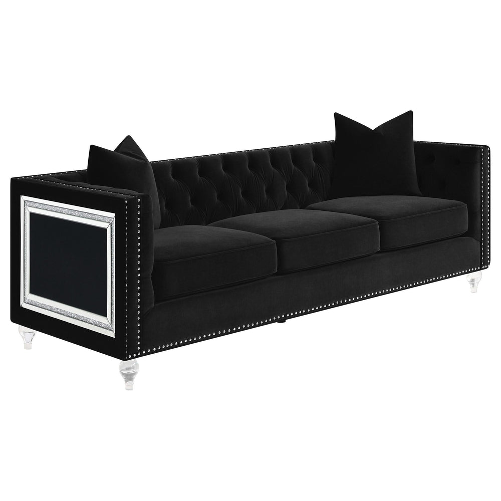 Conjunto de sofá tapizado de 2 piezas Delilah con brazos tipo esmoquin, color negro