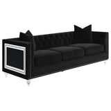 Conjunto de sofá tapizado de 2 piezas Delilah con brazos tipo esmoquin, color negro