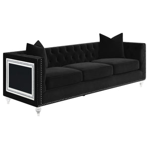 Conjunto de sofá tapizado de 2 piezas Delilah con brazos tipo esmoquin, color negro