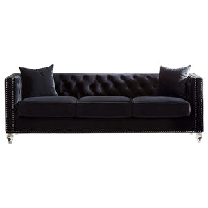 Conjunto de sofá tapizado de 2 piezas Delilah con brazos tipo esmoquin, color negro