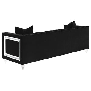 Conjunto de sofá tapizado de 2 piezas Delilah con brazos tipo esmoquin, color negro