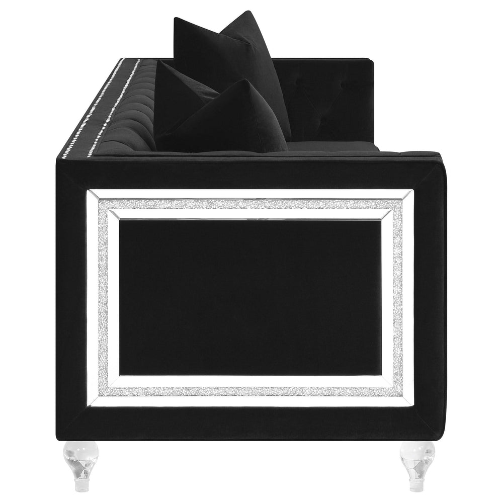 Conjunto de sofá tapizado de 2 piezas Delilah con brazos tipo esmoquin, color negro