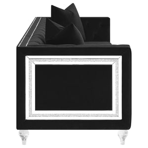 Conjunto de sofá tapizado de 2 piezas Delilah con brazos tipo esmoquin, color negro
