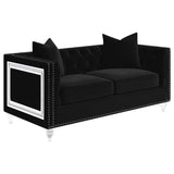 Conjunto de sofá tapizado de 2 piezas Delilah con brazos tipo esmoquin, color negro