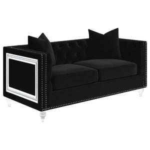 Conjunto de sofá tapizado de 2 piezas Delilah con brazos tipo esmoquin, color negro