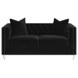 Conjunto de sofá tapizado de 2 piezas Delilah con brazos tipo esmoquin, color negro