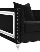 Conjunto de sofá tapizado de 2 piezas Delilah con brazos tipo esmoquin, color negro