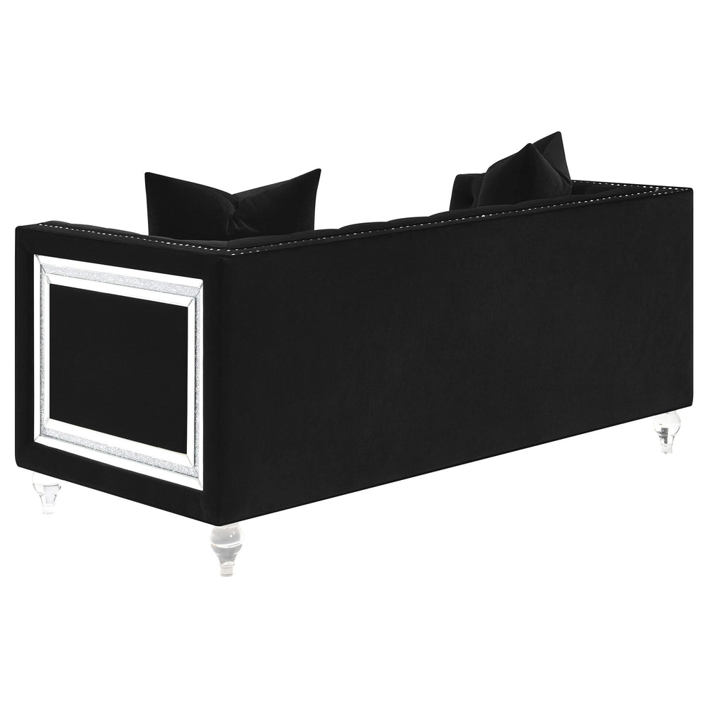 Conjunto de sofá tapizado de 3 piezas Delilah con brazos tipo esmoquin, color negro