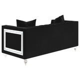 Conjunto de sofá tapizado de 3 piezas Delilah con brazos tipo esmoquin, color negro