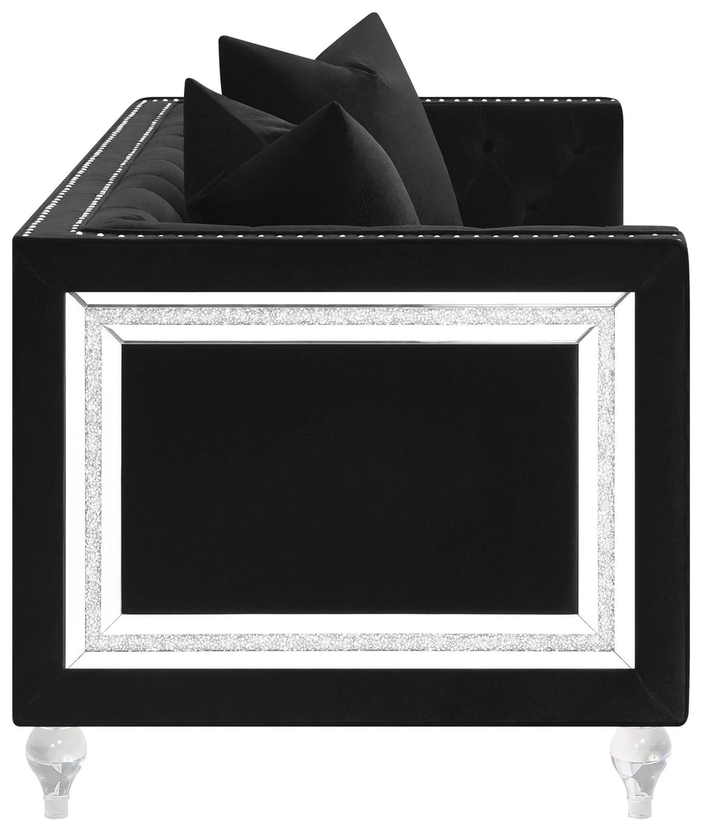 Conjunto de sofá tapizado de 3 piezas Delilah con brazos tipo esmoquin, color negro