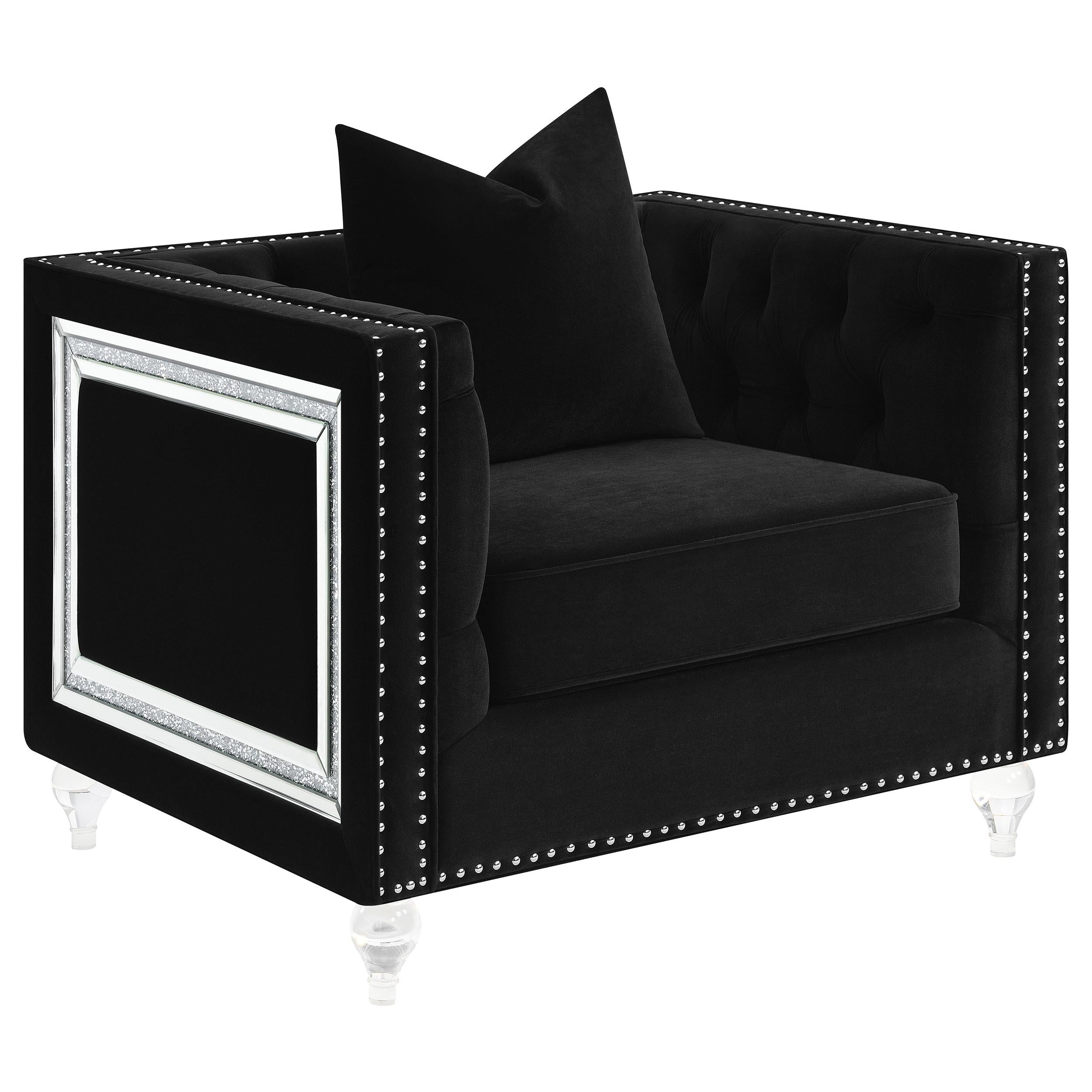 Delilah 3-piece Upholstered Tuxedo Arm Sofa Set Black