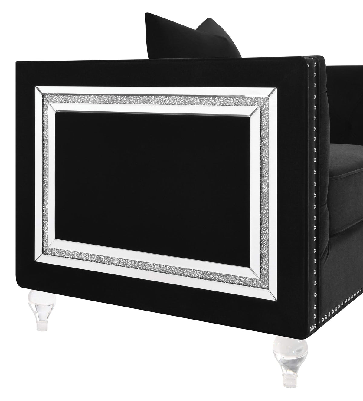 Conjunto de sofá tapizado de 3 piezas Delilah con brazos tipo esmoquin, color negro