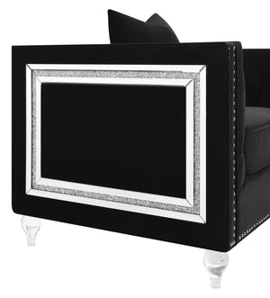 Conjunto de sofá tapizado de 3 piezas Delilah con brazos tipo esmoquin, color negro