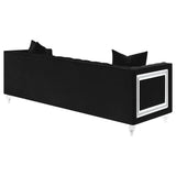 Sofá tapizado con brazos tipo esmoquin capitoné Delilah, color negro