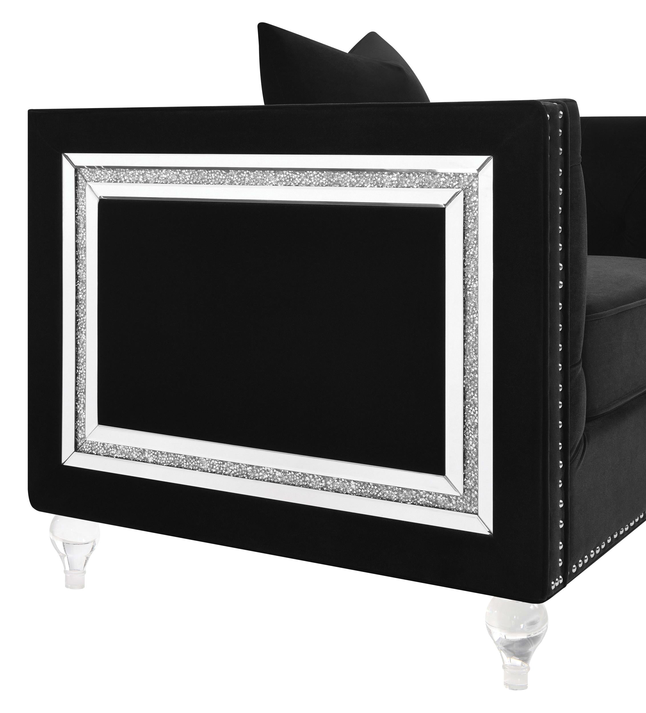 Delilah Upholstered Tufted Tuxedo Arm Loveseat Black