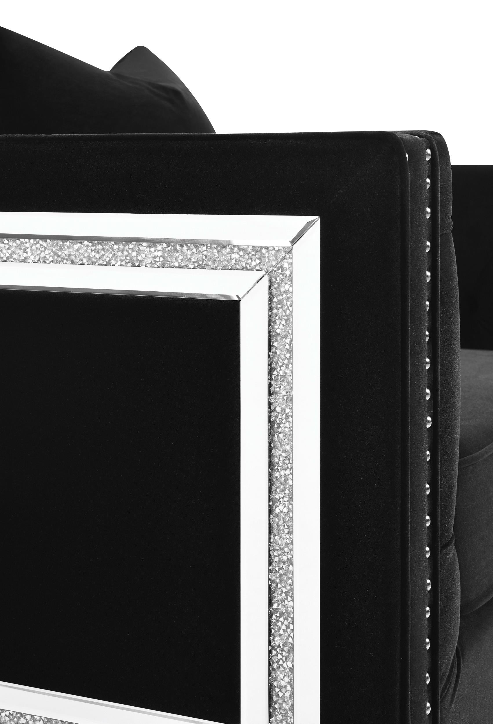Delilah Upholstered Tufted Tuxedo Arm Loveseat Black