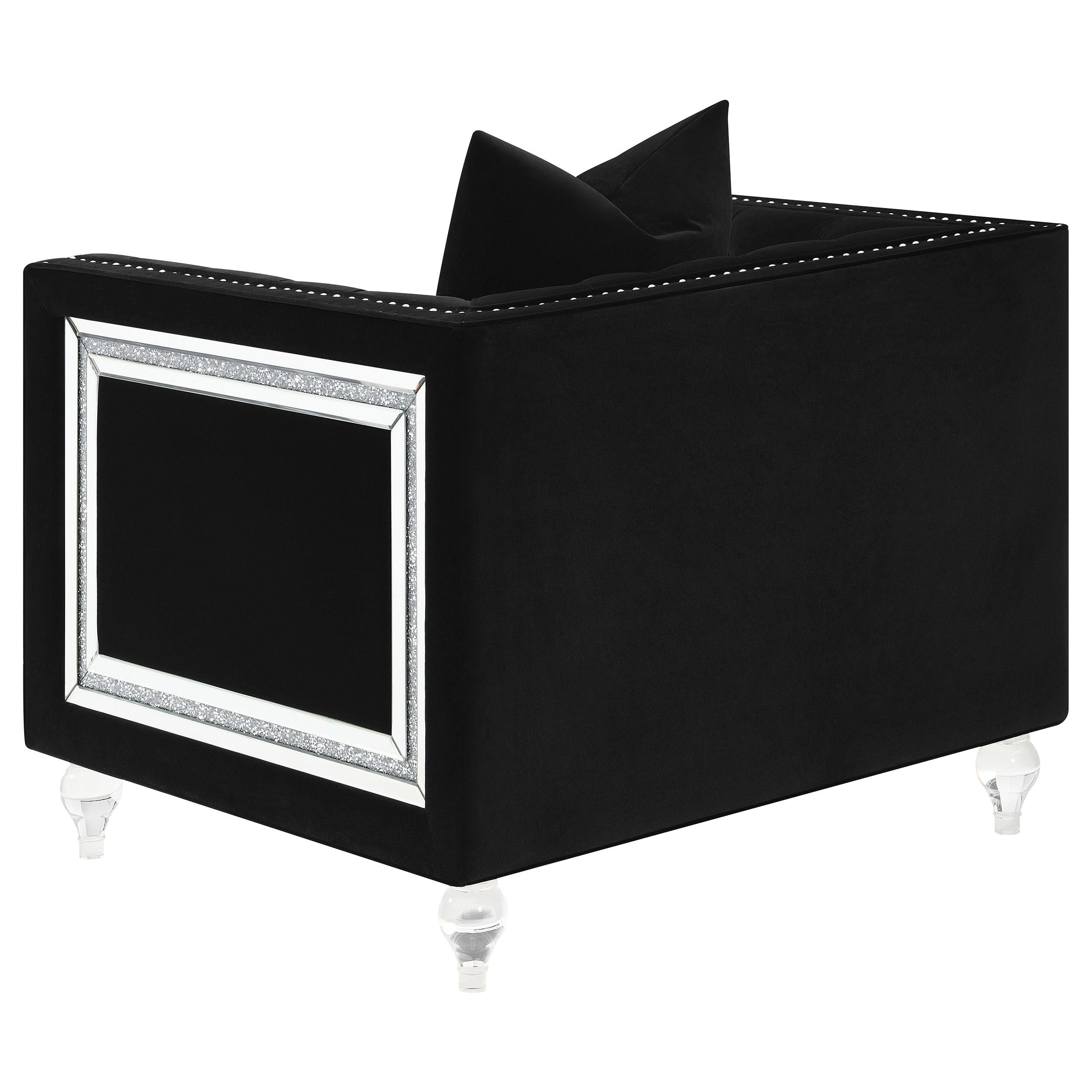 Delilah Upholstered Tufted Tuxedo Arm Accent Chair Black