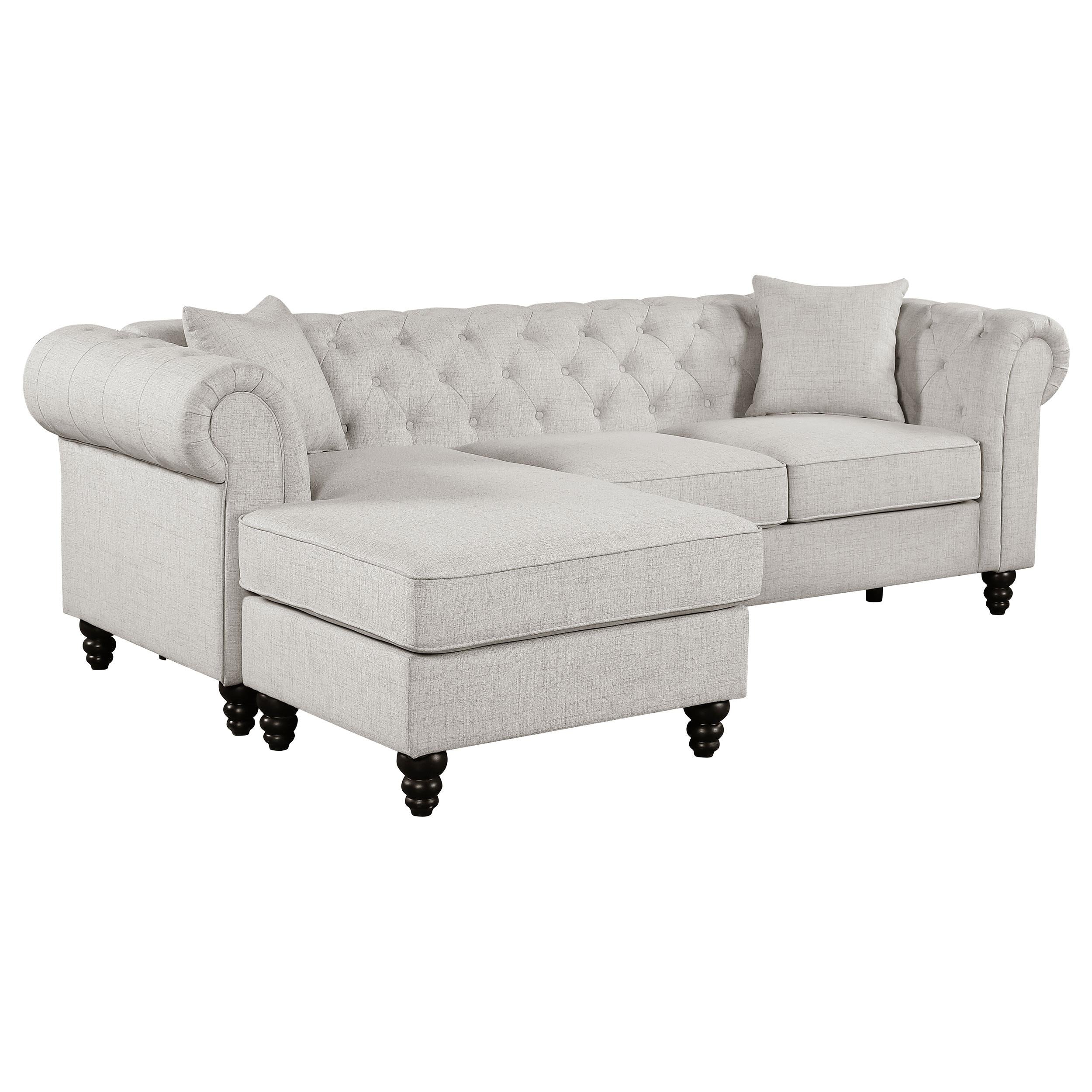 Cecilia Upholstered Tufted Chaise Sectional Sofa Oatmeal
